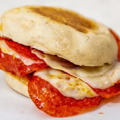 Pepperoni, Egg Patty & Cheese Sandwich.