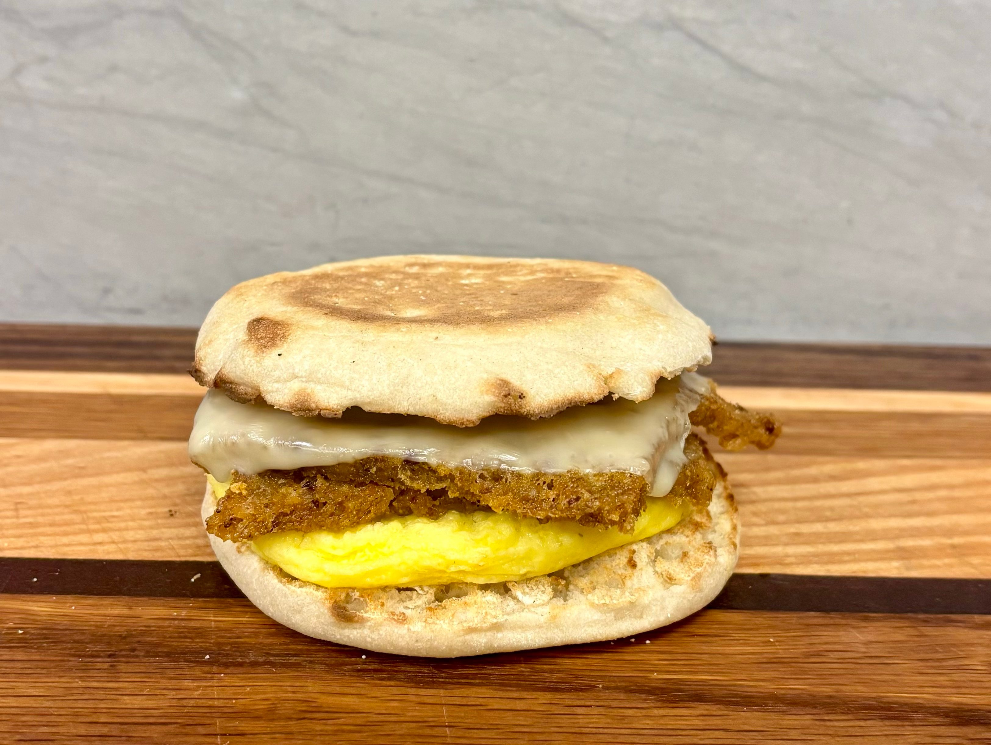Scrapple, Egg Patty & Cheese Sandwich.