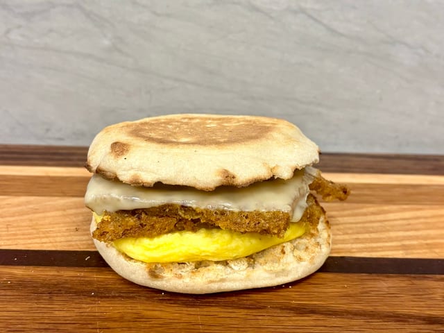 Scrapple, Egg Patty & Cheese Sandwich.