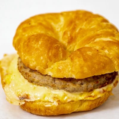 Sausage, Egg Patty & Cheese Sandwich.