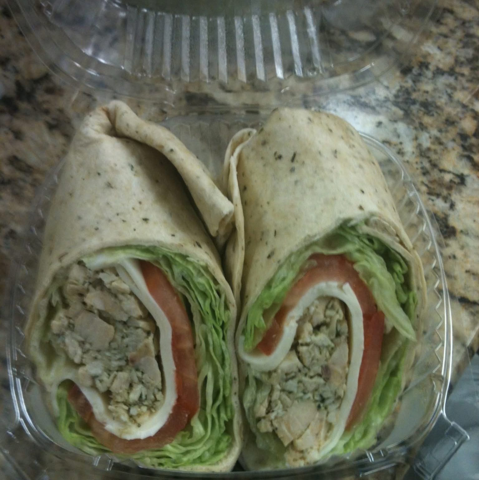 Pesto Chicken Salad Wrap.