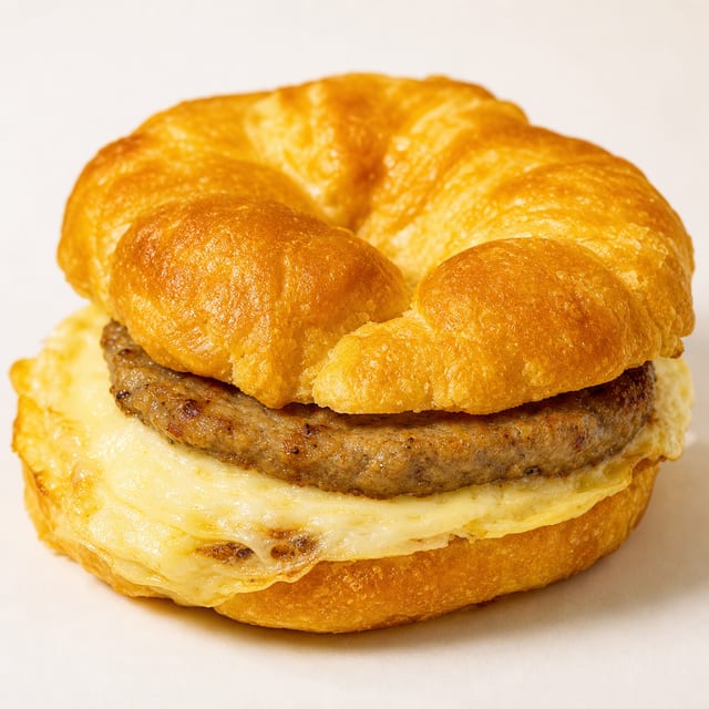 Sausage, Egg Patty & Cheese Sandwich.